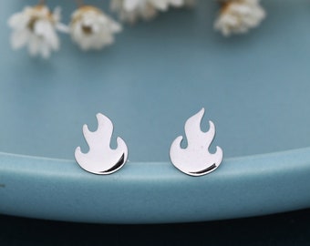 Fire Flame Stud Earrings in Sterling Silver, Silver, Gold or Rose Gold,  Nature Inspired.