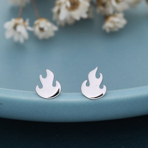 Fire Flame Stud Earrings in Sterling Silver, Silver, Gold or Rose Gold,  Nature Inspired.