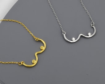 Boob Pendant Necklace in Sterling Silver, Breast Pendant, Silver or Gold, Feminist Jewellery,
