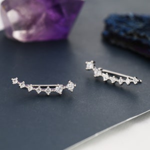 Sterling Silver Ear Crawler Earrings with Sparkly CZ Crystals, Silver, Gold or Rose Gold