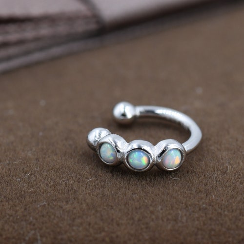 White Opal Ear Cuff in Sterling Silver Silver or Gold Simple Etsy UK