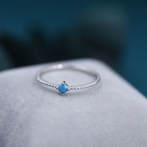 December Birthstone Turquoise Ring in Sterling Silver,  Delicate Stacking Ring, Skinny Band, Size US 6 - 8,  December Birthstone