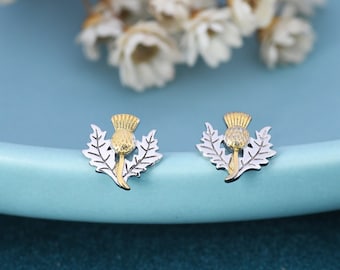 Thistle Flower Stud Earrings in Sterling Silver - Scottish Flower Blossom Stud Earrings  - Cute,  Fun, Whimsical