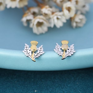 Thistle Flower Stud Earrings in Sterling Silver - Scottish Flower Blossom Stud Earrings  - Cute,  Fun, Whimsical