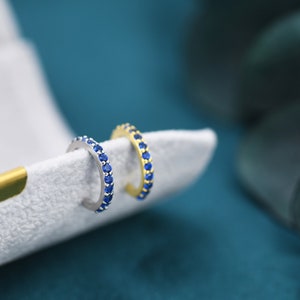 Sapphire Blue CZ Ear Cuff in Sterling Silver, Silver or Gold, Simple Piercing Free Earrings, Minimalist Ear Cuff, Blue CZ Ear Cuff