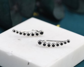 Pebble Black CZ Crawler Earrings in Sterling Silver, Silver or Gold, Dotted Ear Crawlers, Dots Crawler, Bobble Crawlers