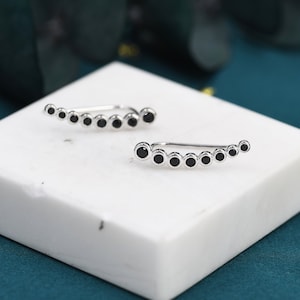 Pebble Black CZ Crawler Earrings in Sterling Silver, Silver or Gold, Dotted Ear Crawlers, Dots Crawler, Bobble Crawlers
