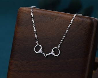 Collana con morso a filetto in argento sterling, argento o oro, collana di cavalli, fascino di cavallo, regalo di cavallo, gioielli di cavallo