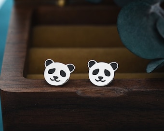 Sterling Silver Panda Bear Stud Earrings, Cute and Quirky Jewellery, Nature, Animal Earrings
