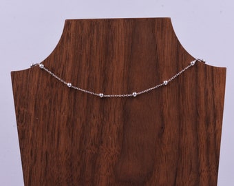 Choker satellietketting in sterling zilver, choker ketting, minimalistische geometrische stijl