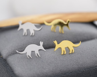 Aardvark Stud Earrings in Sterling Silver, Silver or Gold, Nature Inspired Animal Design