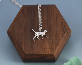 Cat Pendant Necklace in Sterling Silver, Cat Necklace,  Nature Inspired Jewellery, Dainty and Delicate