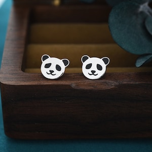 Sterling Silver Panda Bear Stud Earrings, Cute and Quirky Jewellery, Nature, Animal Earrings image 1