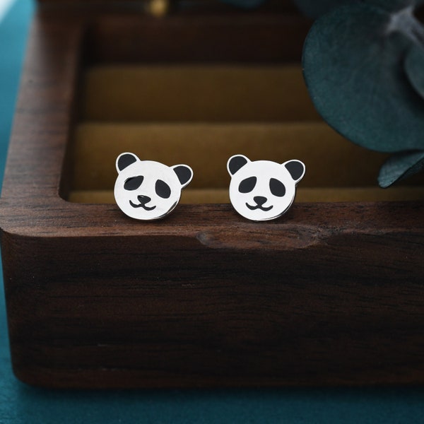 Sterling Silver Panda Bear Stud Earrings, Cute and Quirky Jewellery, Nature, Animal Earrings