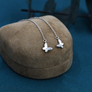 Sterling Silver Butterfly Long Ear Threaders, Butterfly Threader Earrings, Dainty Butterfly Dangle Earrings, Butterfly Earrings