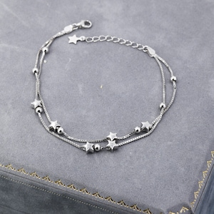 Sterling Silver Tiny Little Twinkle Stars Charm Bracelet, Anklet or Necklace Adjustable Sweet, Cute and Whimsical jewellery image 6