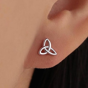 Sterling Silver Small Trinity Knot Stud Earrings, Celtic Irish Trinity Infinity Jewellery
