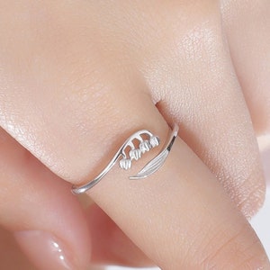 Sterling Silver Lily of the Valley Ring, Extra Delicate Lily of the Valley Ring, Adjustable Size,  Nature Inspired Botanical Jewellery