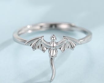 Sterling Silver Dragon Dainty Ring