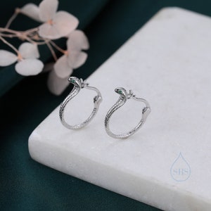 Cobra Snake Huggie Hoops in Sterling Silver, Gold, Rose Gold or Black, 8mm or 12mm, Snake Earrings, Snake Hoops