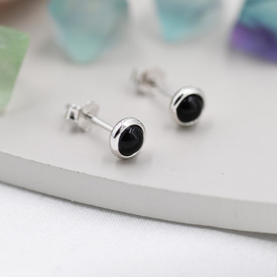 Sterling Silver Black Onyx Stud Earrings, 4mm Genuine Black Onyx Stone,  Semi-precious Jewellery - Etsy