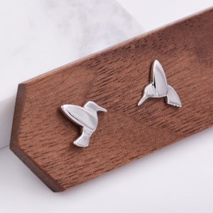 Hummingbird Stud Earrings in Sterling Silver, Bird Earrings, Nature Inspired Stud, Cute Dainty Minimal Jewellery image 6