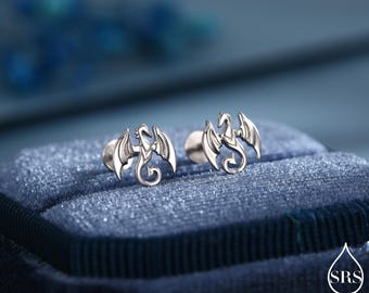 Dragon 16G-oorbellen met inwendig schroefdraad en platte achterkant in sterlingzilver