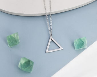 Sterling Silver Minimalist Open Triangle Geometric Pendant Sterling Silver Minimalist Open Triangle Geometric Pendant