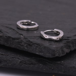 Minimalist Simple Huggie Hoop Earrings in Sterling Silver, Simple Geometric Jewellery image 2