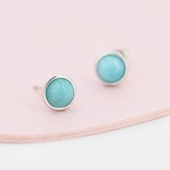 Sterling Silver 5mm Turquoise Bezel Stud Earrings Sterling Silver 5mm Turquoise Bezel Stud Earrings