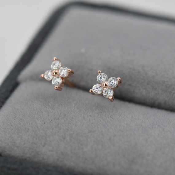 Sterling Silver CZ studs. Rose Gold Sterling Silver CZ studs. Rose Gold