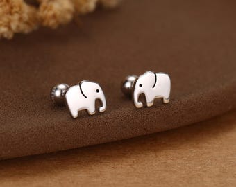 Sterlingzilveren 16G olifant oorstekers met platte achterkant