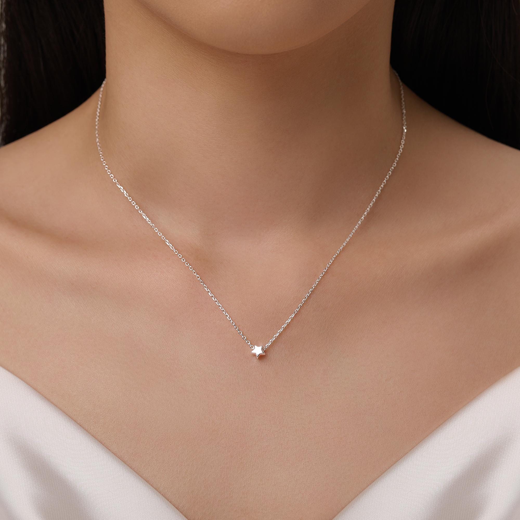 Extra Tiny Star Necklace in Sterling Silver, Custom Necklace