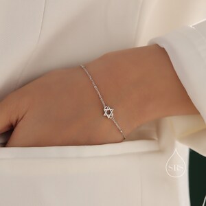 Sterling Silver 925 Adjustable Star Of David Bracelet