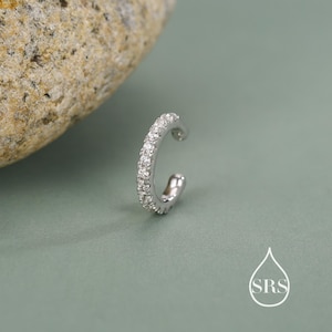Sterling Silver CZ Crystal Ear Cuff,  Silver or Gold, Fine Pave Ear Cuff, None-Pieced Earrings, Wrap Earrings, Simple and Elegant