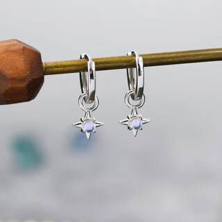 Orecchini A Cerchio Con Ciondolo Luna O Stella – Argento 925 Placcato Oro 18k, Ipoallergenici, Diametro 12mm, Paio