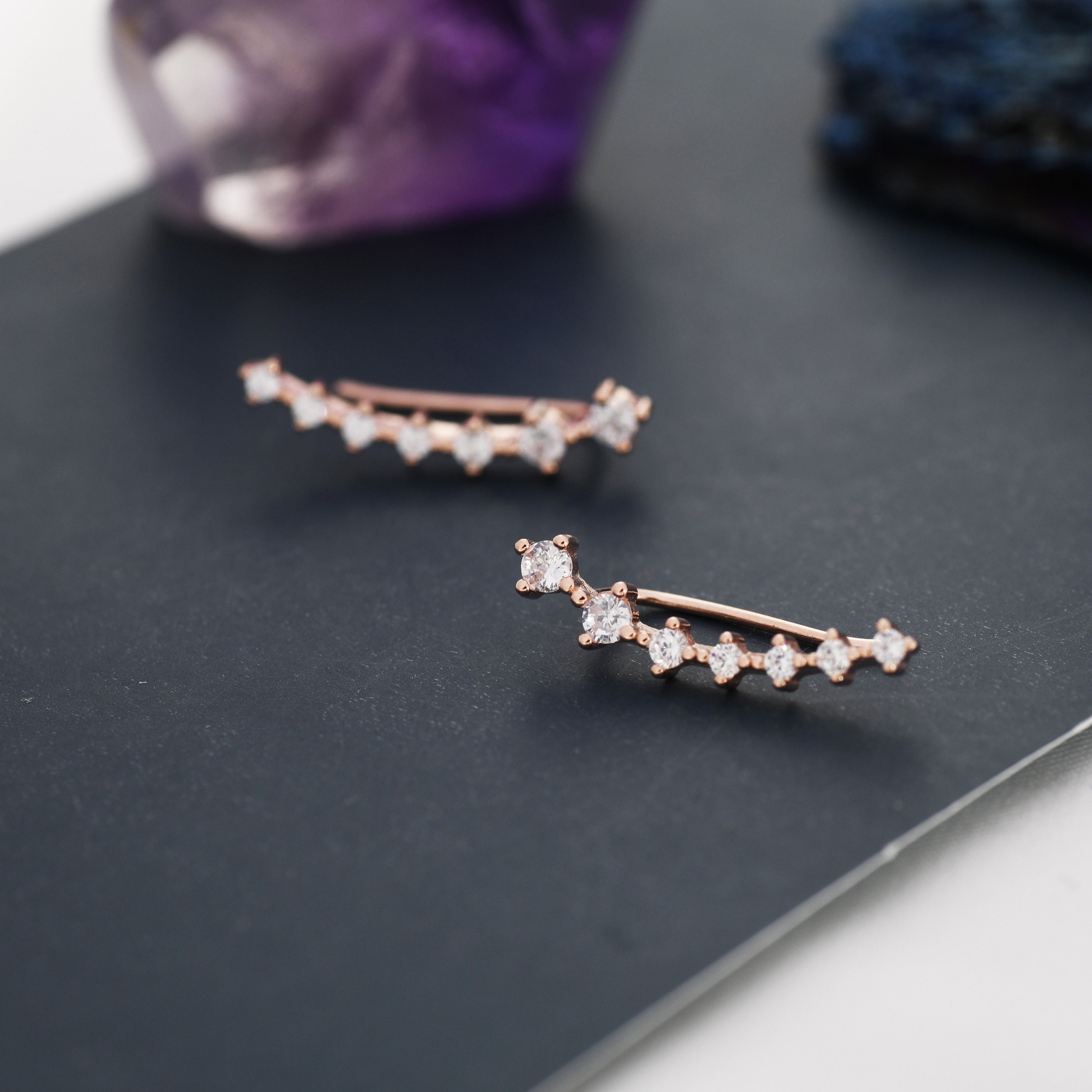 Gem Treasures Choice of Bezel Set Gemstone Ear Crawler Earrings main image 0