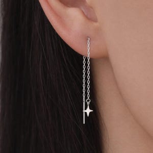 Orecchini a stella a quattro punte in argento sterling, argento o oro, orecchini a stella