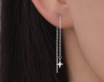 Orecchini A Cerchio In Argento Sterling 925 Con Ciondoli Luna E Stella, Colore Oro, Fatti A Mano, Ipoallergenici, Rodiati