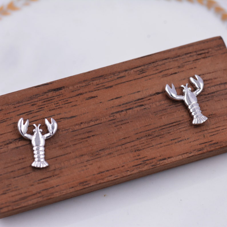 Sterling Silver Lobster Stud Earrings Ocean Creature Etsy