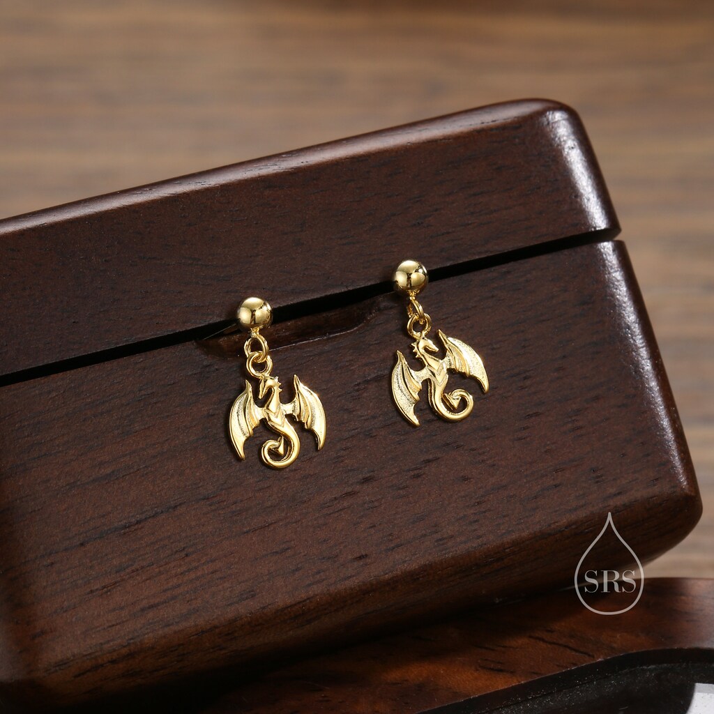 Orecchini Pendenti A Forma Di Drago Cinese, Colore Oro Punk, In Lega, 3,8x6,2 Cm, Ipoallergenici, Gioielli Etnici Per Donna