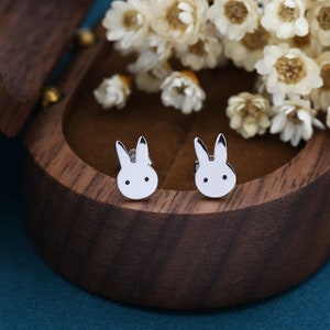 Cute Bunny Earrings in Sterling Silver, Rabbit Stud Earrings, Rabbit Head Earrings, Animal Earrings image 1
