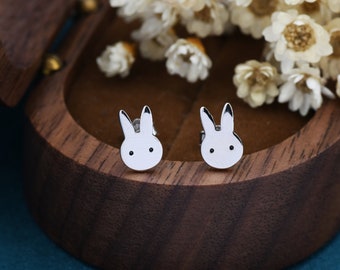 Cute Bunny Earrings in Sterling Silver, Rabbit Stud Earrings, Rabbit Head Earrings, Animal Earrings