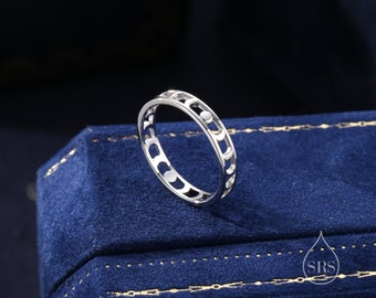 Sterling Silver Moon Phase Ring, US 5 6 7 8 Size,  Celestial Jewellery, Dainty and Delicate, Moon Ring