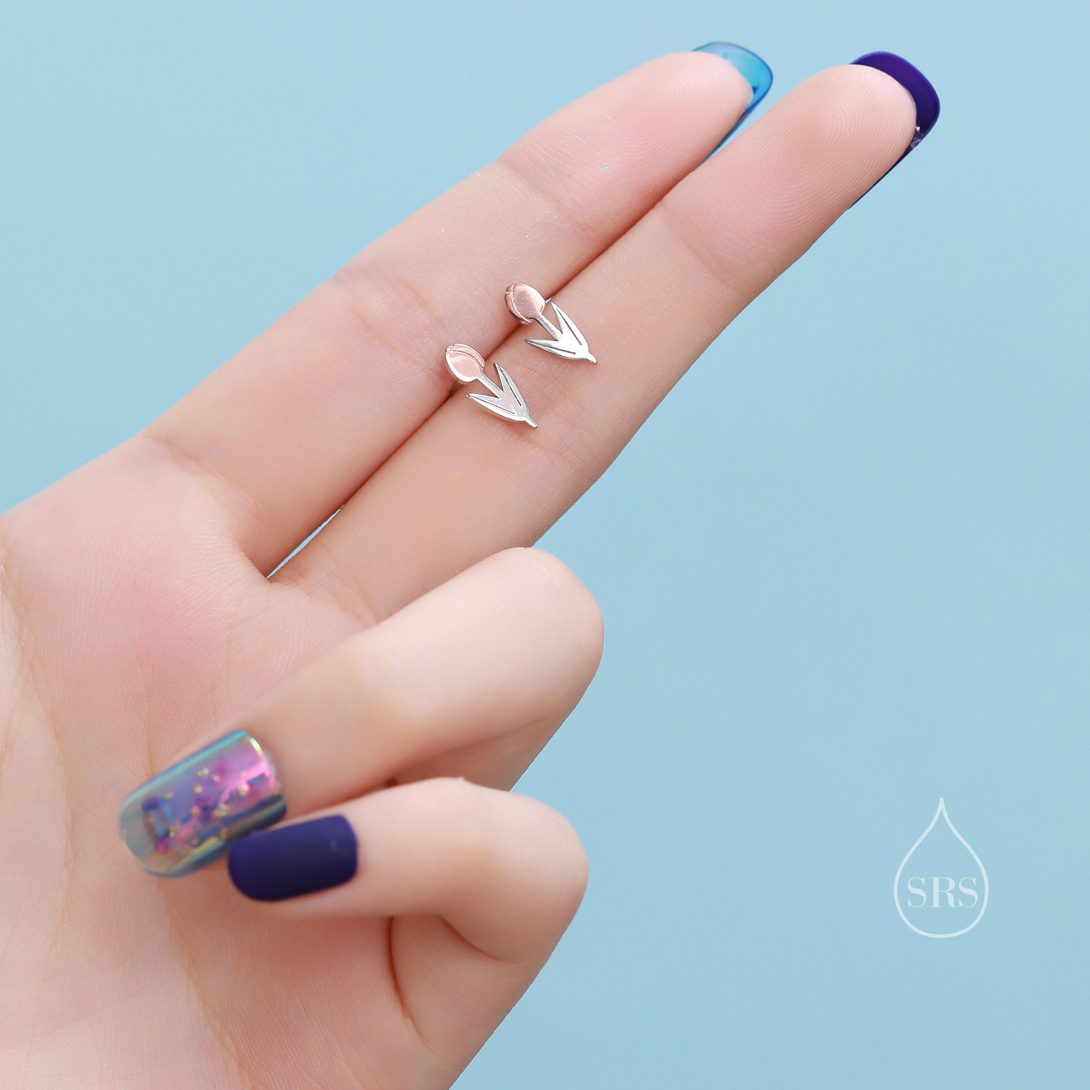 Orecchini A Bottone Donna In Argento 925 – Moda Tulipano Con Amazzonite – Gioielli Fatti A Mano, Ideali Per Festa