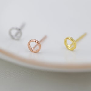 Tiny Open Circle Stud Earrings in Sterling Silver, Silver, Gold or Rose Gold, Circle Earrings, Geometric Minimalist Earrings image 7