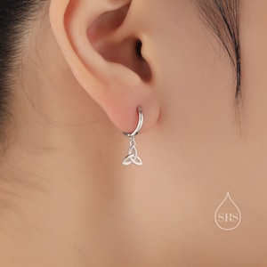 Celtic Trinity Knot Huggie Hoop Earrings in Sterling Silver, Silver, Gold or Rose Gold, Celtic Trinity Knot Earrings