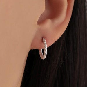 Mini Chunky Braided Hoop Earrings in Sterling Silver, Silver or Gold, Twist Hoop Earrings, Rope Earrings,  10mm Inner Diameter