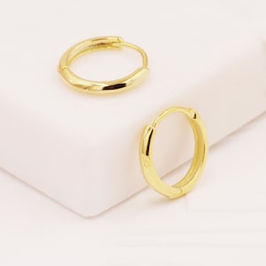 Minimalist Huggie Hoops in Sterling Silver, 6mm, 8mm and 10mm Skinny Hoops, Rose Gold or Gold, Simple Hoop Earrings image 9