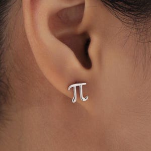 Sterling Silver Pi Stud Earrings - Mathematical Earrings, Silver, Gold or Rose Gold, Math, Geeky, Fun, Cute  Fun, Whimsical